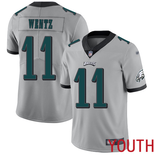 Youth Philadelphia Eagles #11 Carson Wentz Limited Silver Inverted Legend NFL Jersey Football